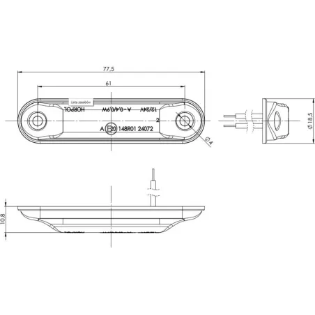 Marker Light Slim Type (LED) White 12 / 24V Universal