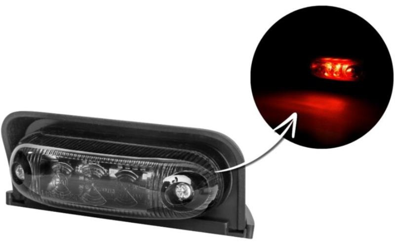 Luz de Gálibo Ovalada, de Esquina (LED) Roja 12 / 24V Universal