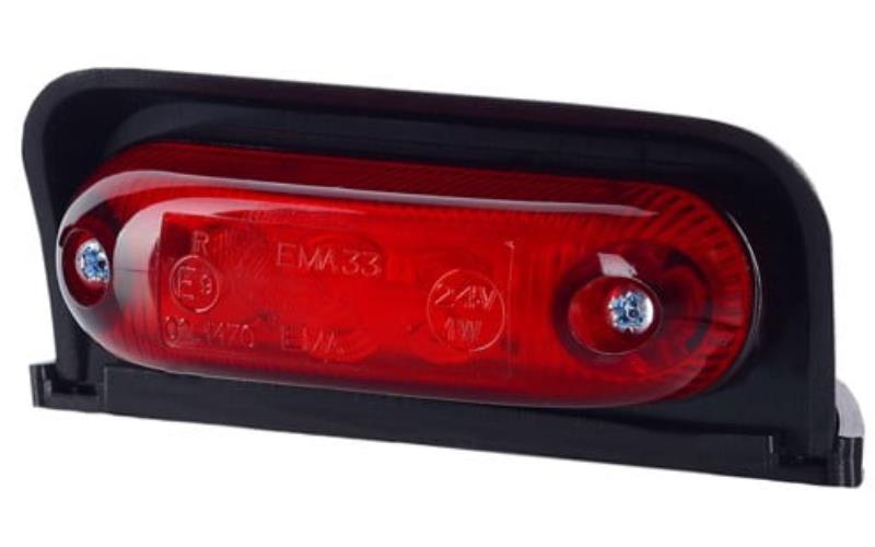 Corner Front Marker Light, Oval (LED) Red 12 / 24V Universal