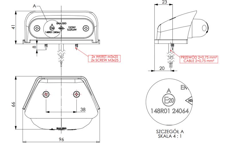 Corner Front Marker Light, Oval (LED) White 12 / 24V Universal