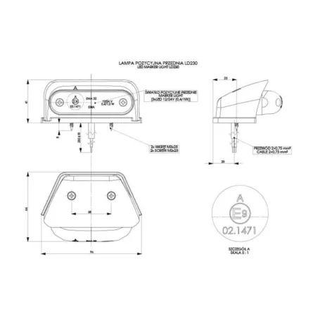 Corner Front Marker Light, Oval (LED) White 12 / 24V Universal