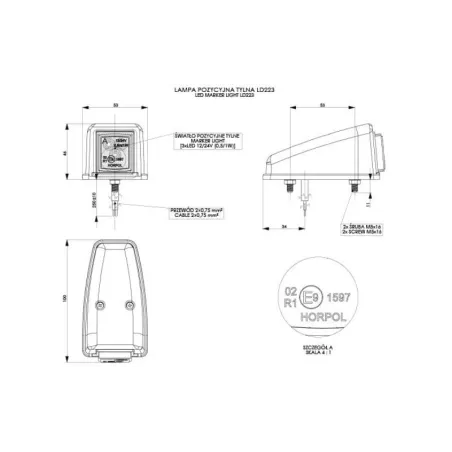 Lampa Obrysowa Narożna (LED) Czerwona 12 / 24V Uniwersalna