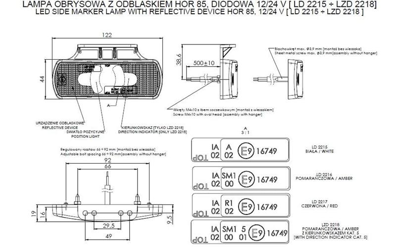 Marker Light With A Holder Dual Function (LED) Orange 12 / 24V Universal