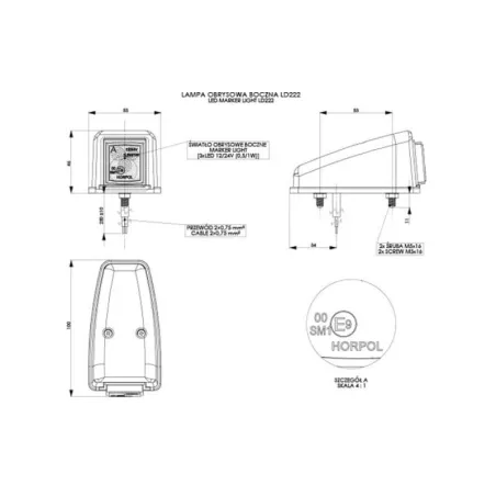 Luz de Gálibo de Esquina (LED) Amarilla 12 / 24V Universal