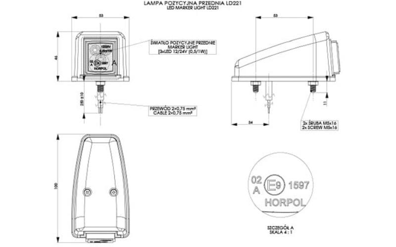 Luz de Gálibo de Esquina (LED) Blanca 12 / 24V Universal