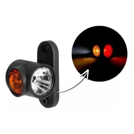 Luz de Gálibo Triple En Brazo Corto Recto (LED) Blanca - Amarilla - Roja 12 / 24V Universal