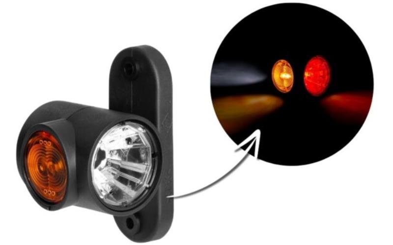 Luz de Gálibo Triple En Brazo Corto Recto (LED) Blanca - Amarilla - Roja 12 / 24V Universal