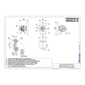 Seitenmarkierungsleuchte Dreifach Auf Einem Geraden, Kurzen Ausleger (LED) Weiß - Orange - Rot 12 / 24V Universal
