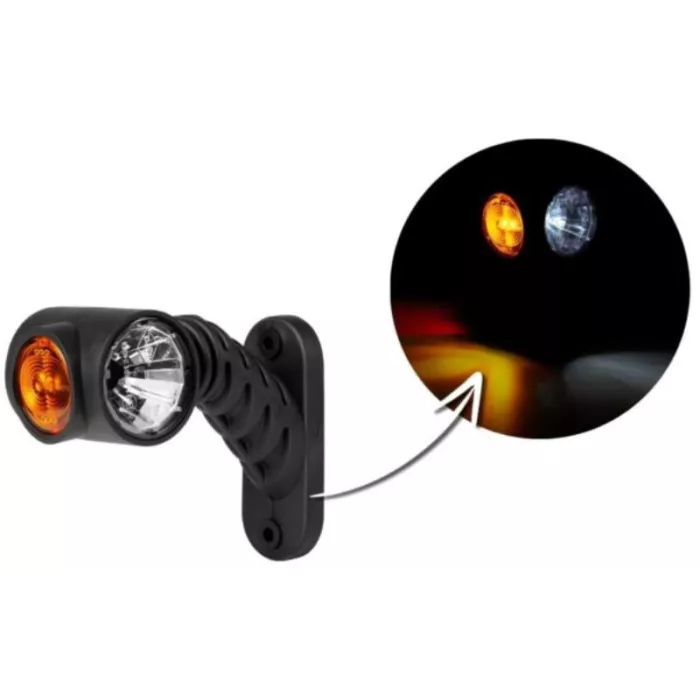 Triple Stalk Marker Light On A Diagonal, Short Arm (LED) White - Orange - Red 12 / 24V Left