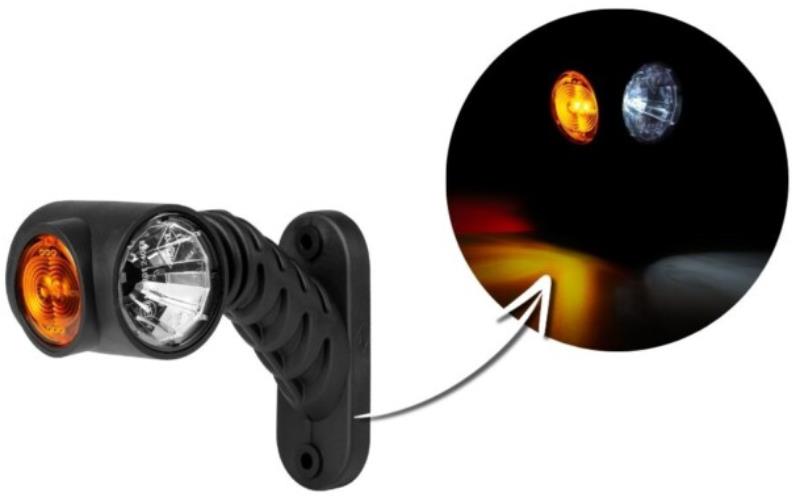 Triple Stalk Marker Light On A Diagonal, Short Arm (LED) White - Orange - Red 12 / 24V Left