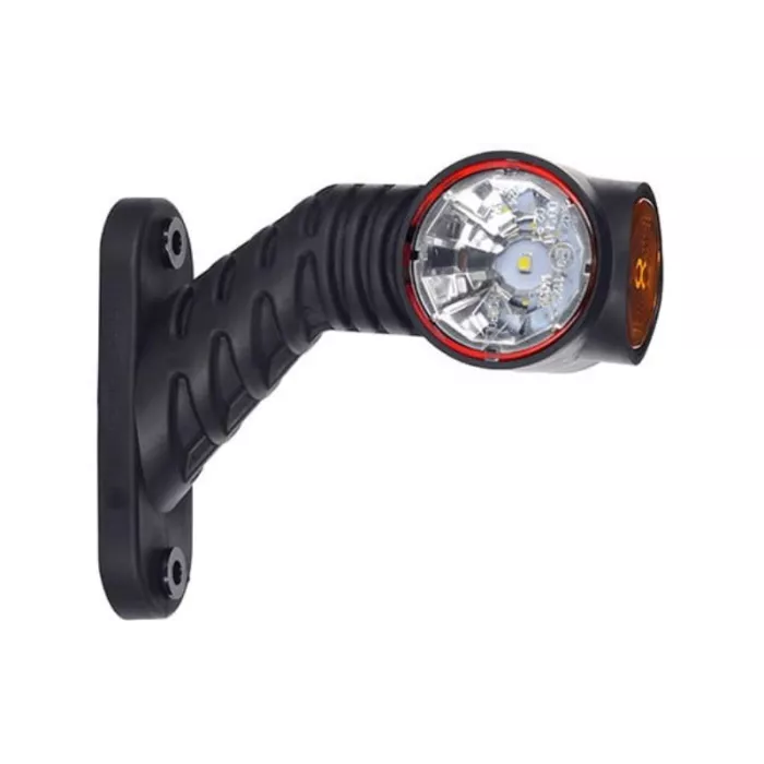 Lampa Obrysowa Na Wysięgniku Krótkim Ukośnym Trójfunkcyjna z Odbłyśnikiem (LED) Biało - Pomarańczowo - Czerwony 12 / 24V Lewy