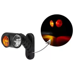 Feu de Gabarit Triple Sur Un Bras Télescopique Oblique Et Court (LED) Blanc - Orange - Rouge 12 / 24V Droit