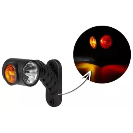ТРОЙНОЙ ГАБАРИТНЫЙ ФОНАРЬ С КОРОТКИМ РОГОМ (LED) БЕЛЫЙ - ОРАНЖЕВЫЙ - КРАСНЫЙ 12 / 24V ПРАВАЯ