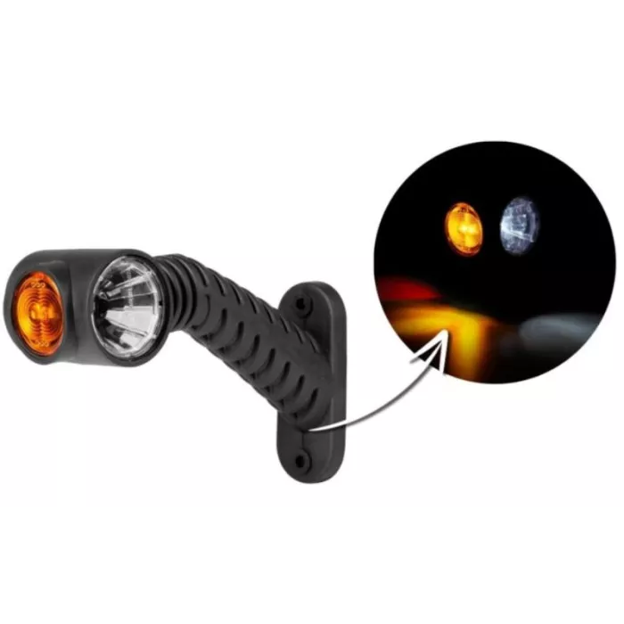 Feu de Gabarit Triple Sur Un Bras Télescopique Oblique Et Long (LED) Blanc - Orange - Rouge 12 / 24V Gauche