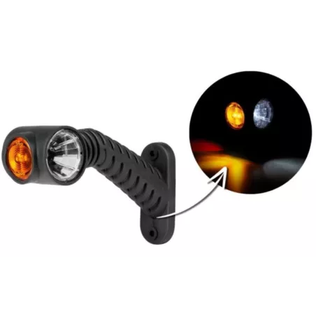 Feu de Gabarit Triple Sur Un Bras Télescopique Oblique Et Long (LED) Blanc - Orange - Rouge 12 / 24V Gauche