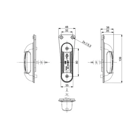 Seitenmarkierungsleuchte (LED) Weiß - Rot 12 / 24V Universal