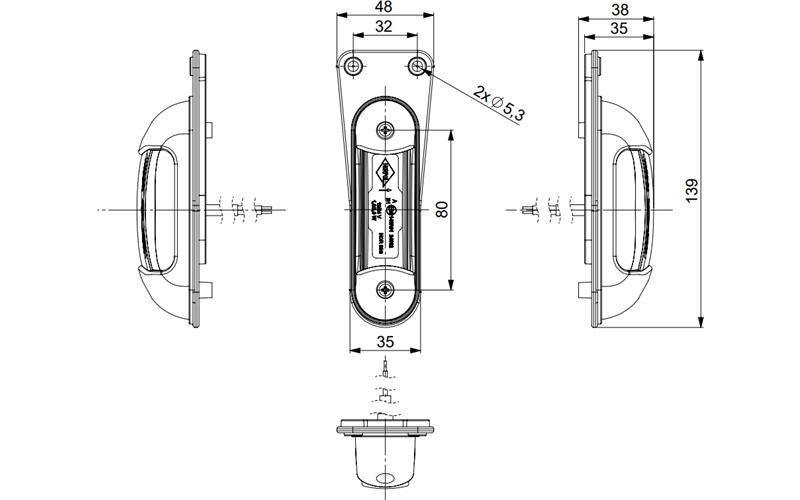 Marker Light (LED) White - Red 12 / 24V Universal