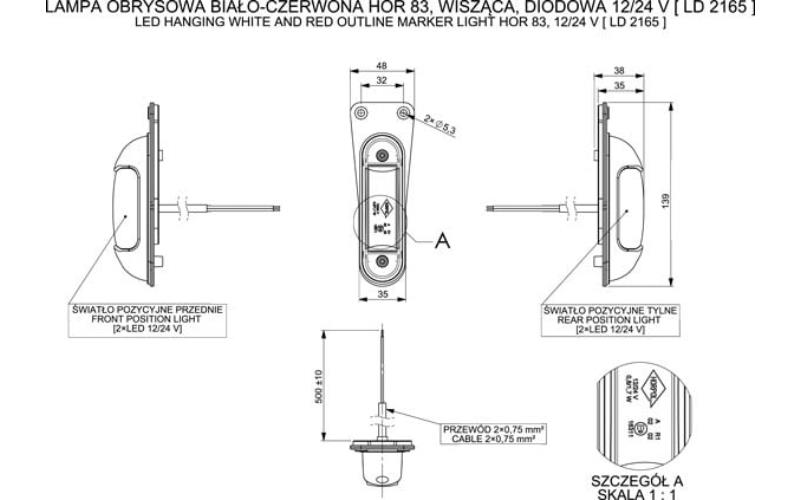 Feu de Gabarit (LED) Blanc - Rouge 12 / 24V Universel
