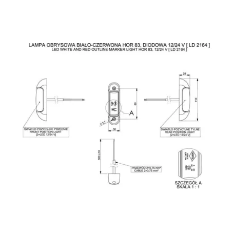 Feu de Gabarit (LED) Blanc - Rouge 12 / 24V Universel