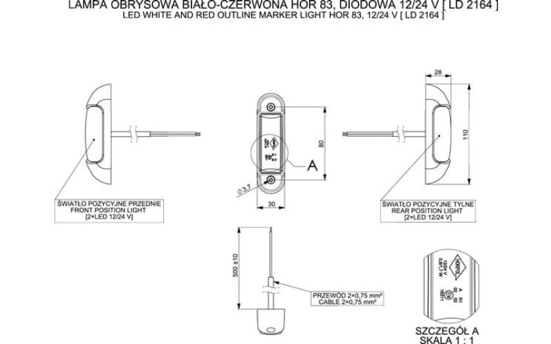 Marker Light (LED) White - Red 12 / 24V Universal