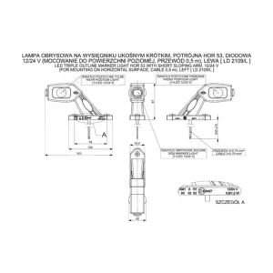 Three-function Marker Lamp With Short Angled Arm (LED) White - Orange - Red 12 / 24V Left
