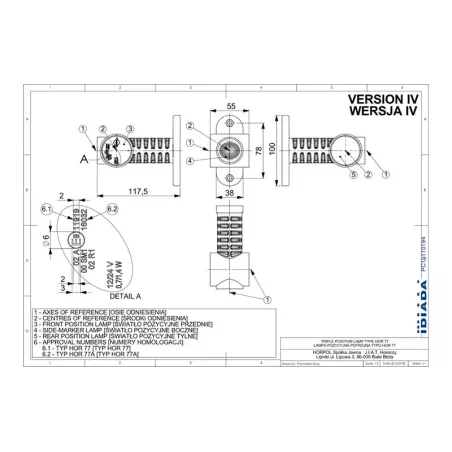 Triple Outline Marker Light, With Short, Straight Arm (Neon) (LED) White - Orange - Red 12 / 24V Universal