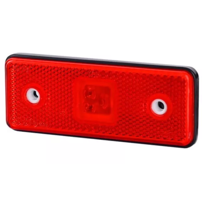Marker Light With Reflective Device, Rectangular With A rubber Pad And A rubber Border (LED) Red 12 / 24V Universal