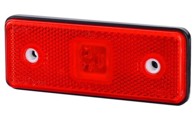Luz de Gálibo Rectangular con Reflejo, con Almohadilla de Goma con Reborde (LED) Roja 12 / 24V Universal