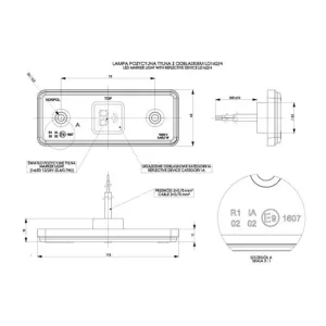 Marker Light With Reflective Device, Rectangular With A rubber Pad And A rubber Border (LED) Red 12 / 24V Universal