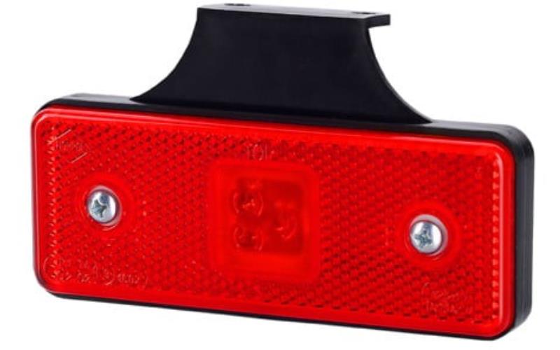 Seitenmarkierungsleuchte Rechteckig Mit Rückstrahler, Mit Haken Mit Befestigung Hinter Der Lampe (LED) Rot 12 / 24V Universal