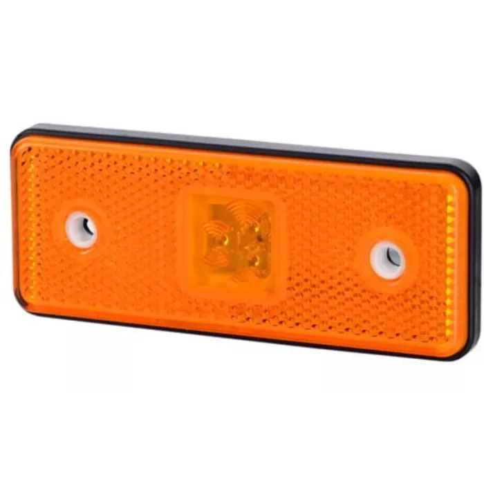 Lampa Obrysowa Prostokątna z Odblaskiem z Podkładką Gumową I Rantem (LED) Pomarańczowa 12 / 24V Uniwersalna