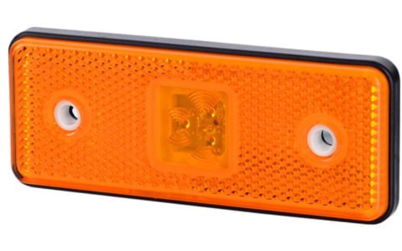 Feu de Gabarit Rectangulaire Avec Embase Et Bord Caoutchouc (LED) Orange 12 / 24V Universel