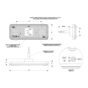 Seitenmarkierungsleuchte Rechteckig Mit Rückstrahler, Mit Gummiunterlage Mit Rand (LED) Orange 12 / 24V Universal