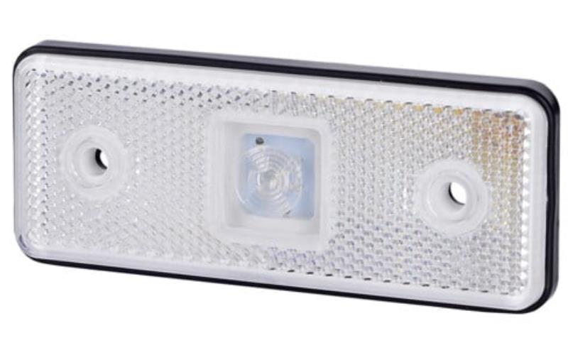 Marker Light With Reflective Device, Rectangular With A rubber Pad And A rubber Border (LED) White 12 / 24V Universal