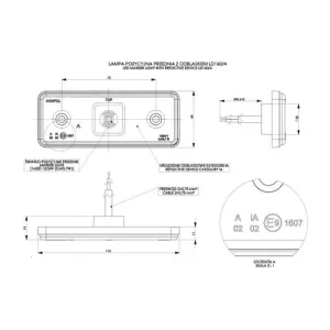 Marker Light With Reflective Device, Rectangular With A rubber Pad And A rubber Border (LED) White 12 / 24V Universal
