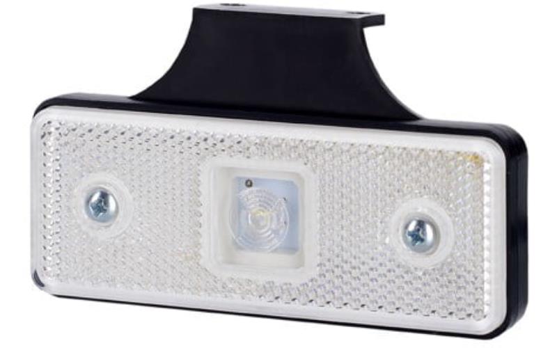 Marker Light With Reflective Device, Rectangular With A holder And Fixing Behind The Lamp (LED) White 12 / 24V Universal