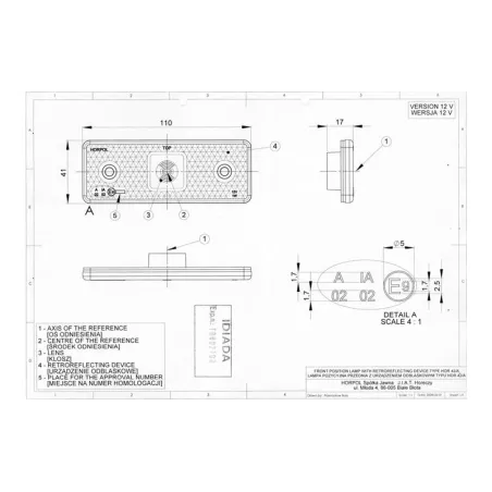 Luz de Gálibo Rectangular con Reflejo, con Colgador con Fijación Detrás de Luz (LED) Blanca 12 / 24V Universal