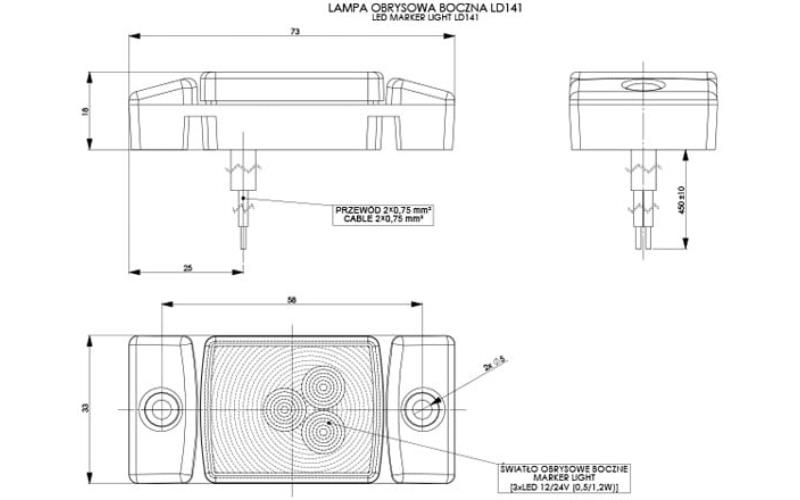 Marker Light (LED) Orange 12 / 24V Universal