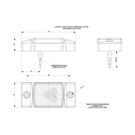 Lampa Obrysowa (LED) Biała 12 / 24V Uniwersalna