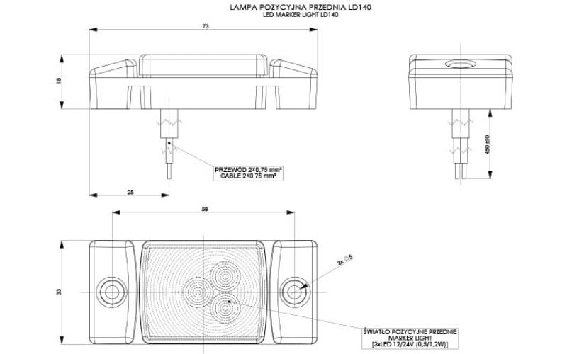 Marker Light (LED) White 12 / 24V Universal
