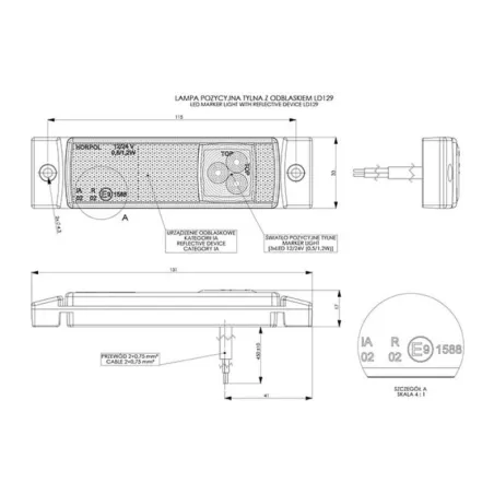 Seitenmarkierungsleuchte Mit Rückstrahler (LED) Rot 12 / 24V Universal