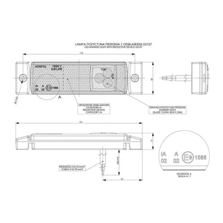 Marker Light With Reflective Device (LED) White 12 / 24V Universal