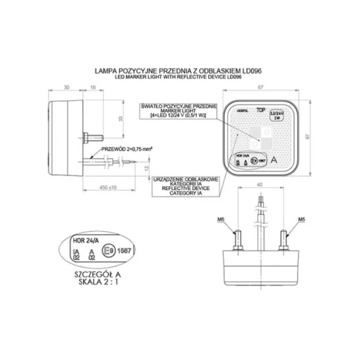 Seitenmarkierungsleuchte (LED) Weiß 12 / 24V Universal