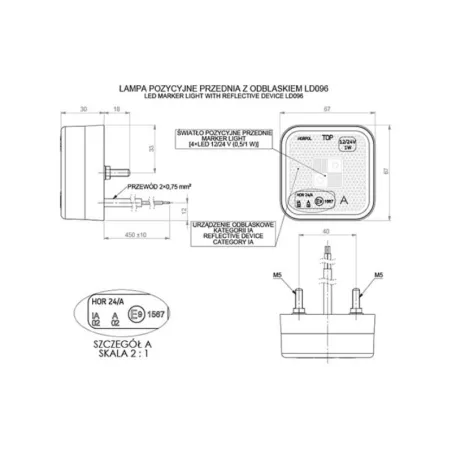 Marker Light With Reflective Device (LED) White 12 / 24V Universal