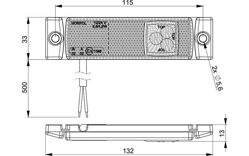 Marker Light With Reflective Device (LED) Red 12 / 24V Universal