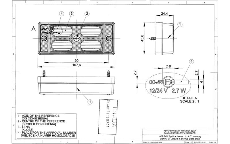 Feu de Recul (LED) Blanc 12 / 24V Universel