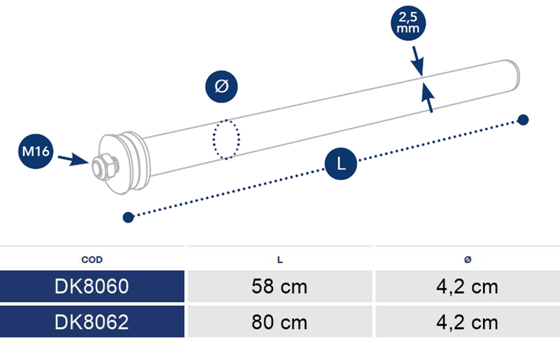 Tube Pour Garde-boue / Aile Ø42x800mm