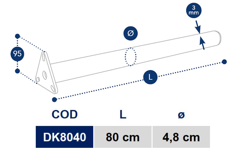 ТРУБКА КРЫЛА С КРОНШТЕЙНОМ Ø48 / 800