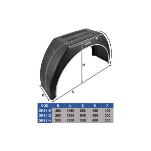 Rear Plastic Mudguard 300mm Flat Top
