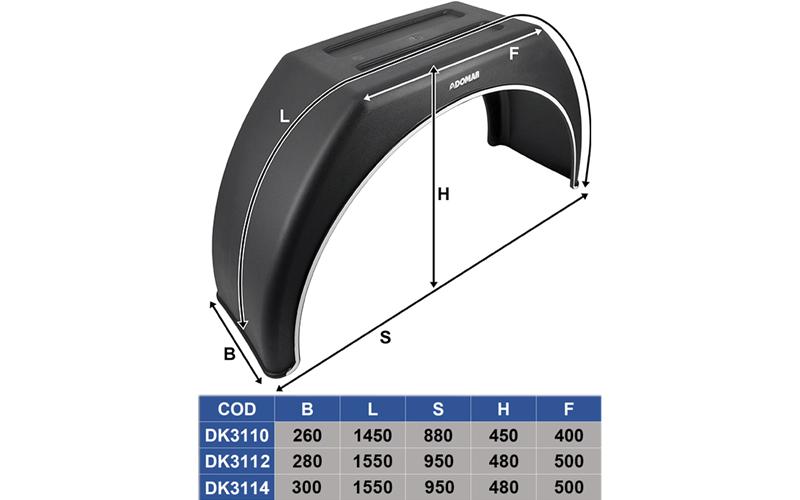 Rear Plastic Mudguard 280mm Flat Top